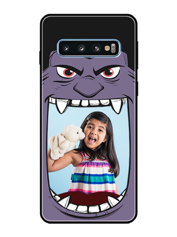 Custom Galaxy S10 Custom Glass Phone Case  - Angry Monster Design