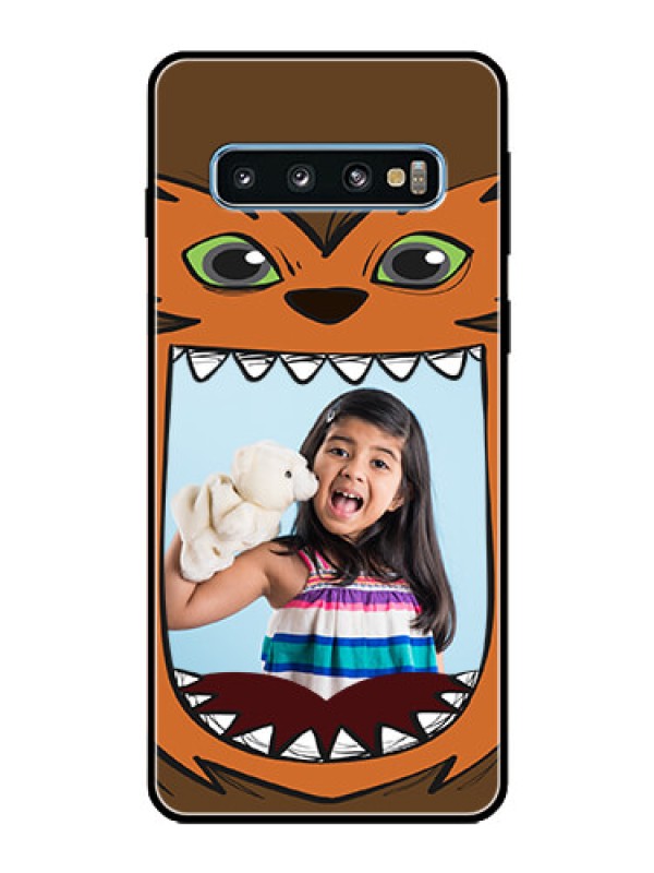 Custom Galaxy S10 Photo Printing on Glass Case  - Owl Monster Back Case Design