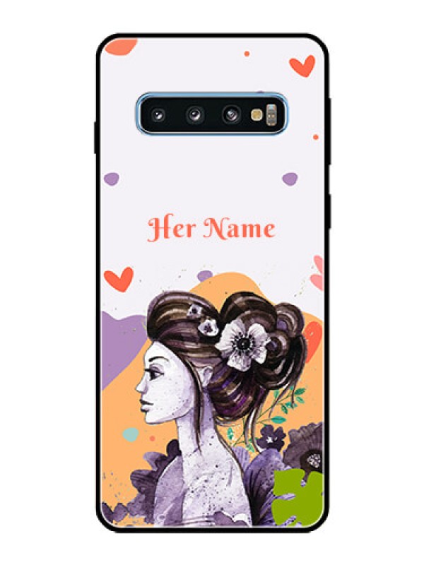 Custom Galaxy S10 Personalized Glass Phone Case - Woman And Nature Design