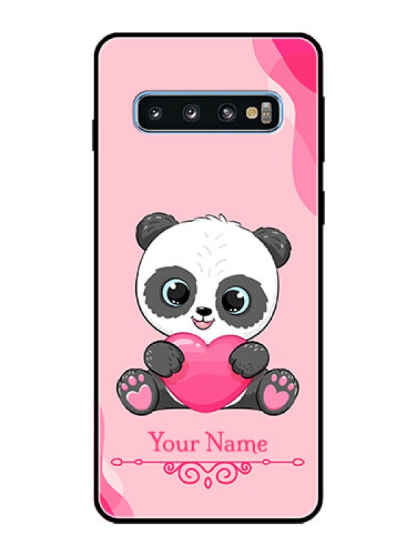 Custom Galaxy S10 Custom Glass Mobile Case - Cute Panda Design