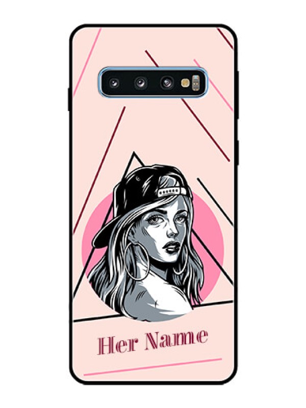 Custom Galaxy S10 Personalized Glass Phone Case - Rockstar Girl Design