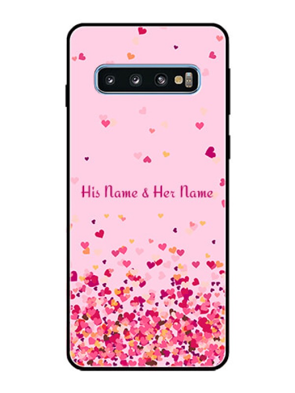 Custom Galaxy S10 Photo Printing on Glass Case - Floating Hearts Design