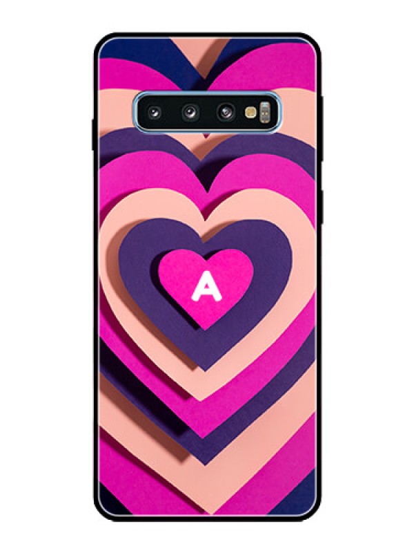 Custom Galaxy S10 Custom Glass Mobile Case - Cute Heart Pattern Design