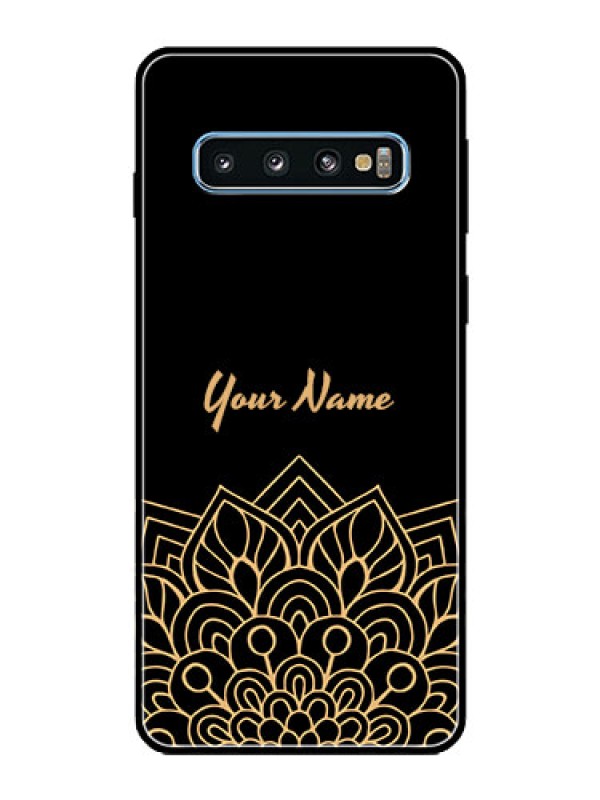 Custom Galaxy S10 Custom Glass Phone Case - Golden mandala Design