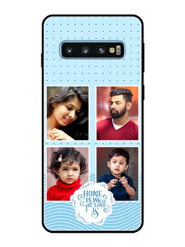 Custom Galaxy S10 Custom Glass Phone Case - Cute love quote with 4 pic upload Design