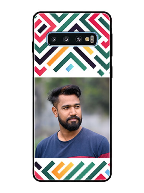 Custom Galaxy S10 Personalized Glass Phone Case - Colorful Maze Pattern Design