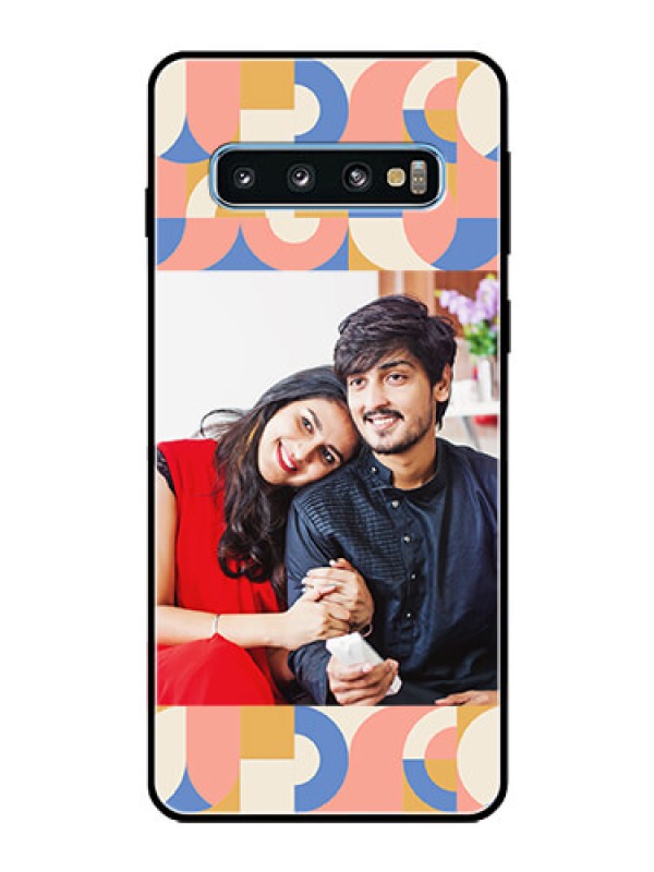 Custom Galaxy S10 Photo Printing on Glass Case - Semi-circle Maze Pattern Design