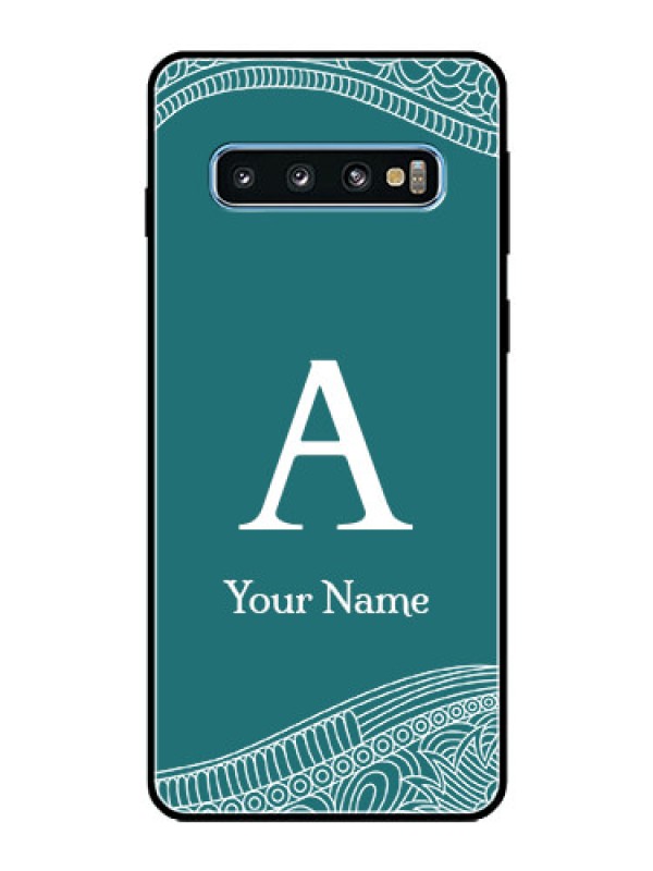 Custom Galaxy S10 Personalized Glass Phone Case - line art pattern with custom name Design
