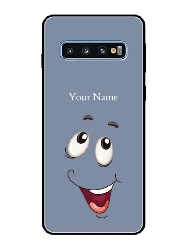 Custom Galaxy S10 Photo Printing on Glass Case - Laughing Cartoon Face Design