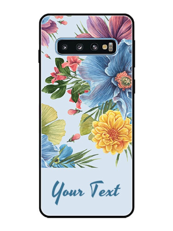 Custom Galaxy S10 Custom Glass Mobile Case - Stunning Watercolored Flowers Painting Design
