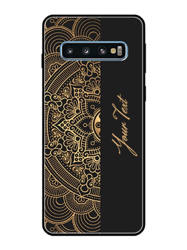 Custom Galaxy S10 Photo Printing on Glass Case - Mandala art with custom text Design