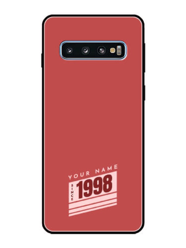 Custom Galaxy S10 Custom Glass Phone Case - Red custom year of birth Design