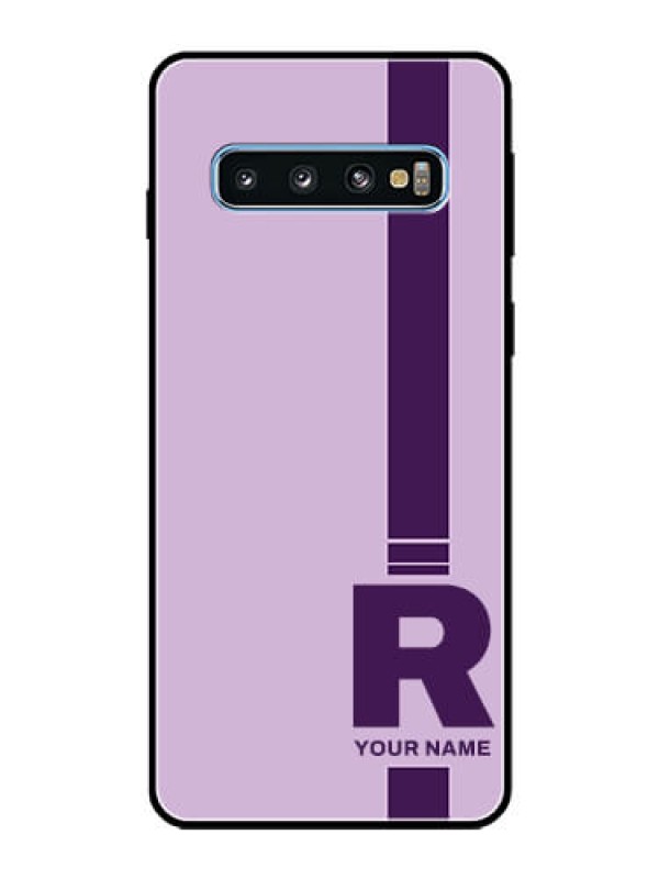 Custom Galaxy S10 Photo Printing on Glass Case - Simple dual tone stripe with name Design