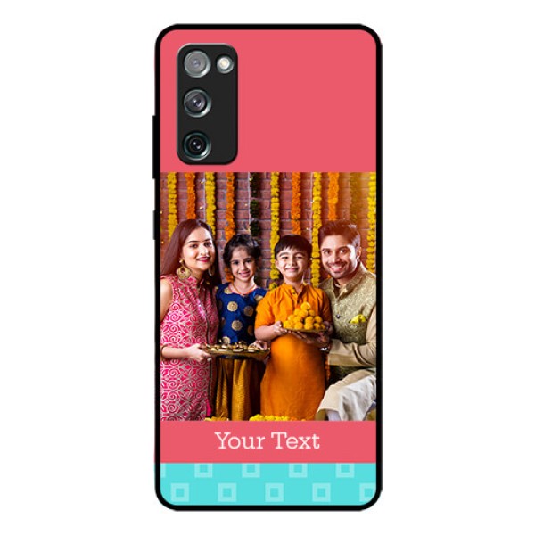 Galaxy S20 FE 5G Personalized Glass Phone Case - Peach & Blue Color Design Galaxy S20 FE 5G Personalized Glass Phone Case - Peach & Blue Color Design