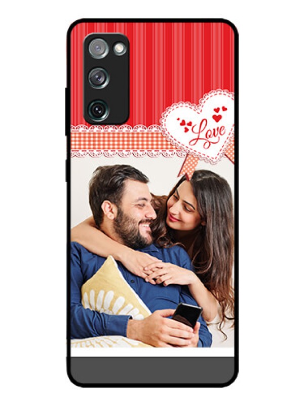 Custom Galaxy S20 FE 5G Custom Glass Mobile Case  - Red Love Pattern Design