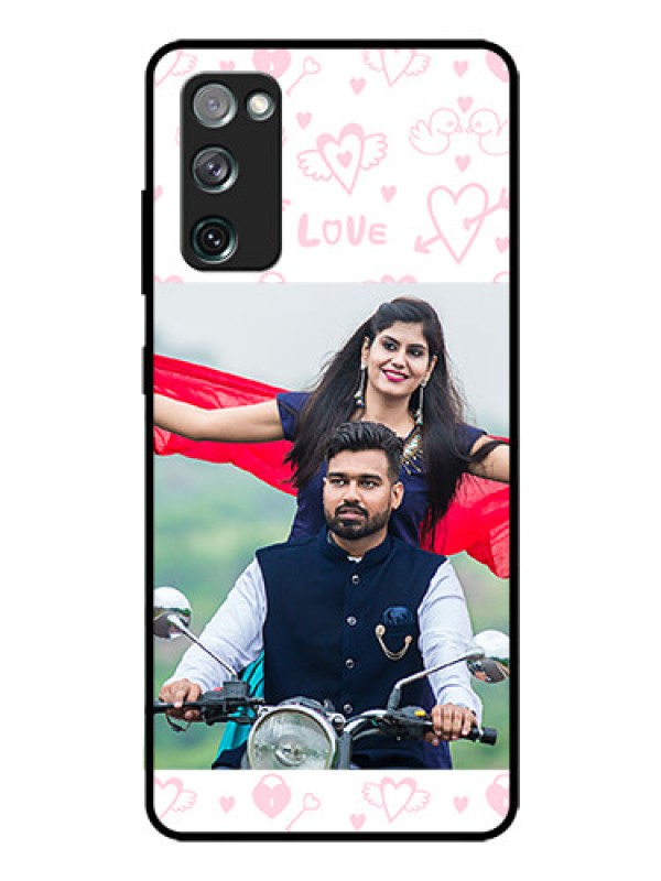 Custom Galaxy S20 FE 5G Custom Glass Mobile Case  - Pink Flying Heart Design
