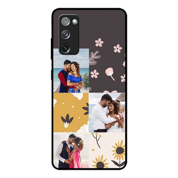 Galaxy S20 FE 5G Photo Printing on Glass Case - 3 Images with Floral Design Galaxy S20 FE 5G Photo Printing on Glass Case - 3 Images with Floral Design