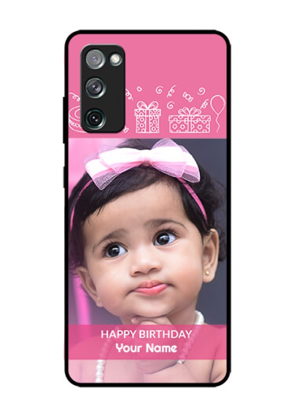 Galaxy S20 FE 5G Photo Printing on Glass Case  - with Birthday Line Art Design