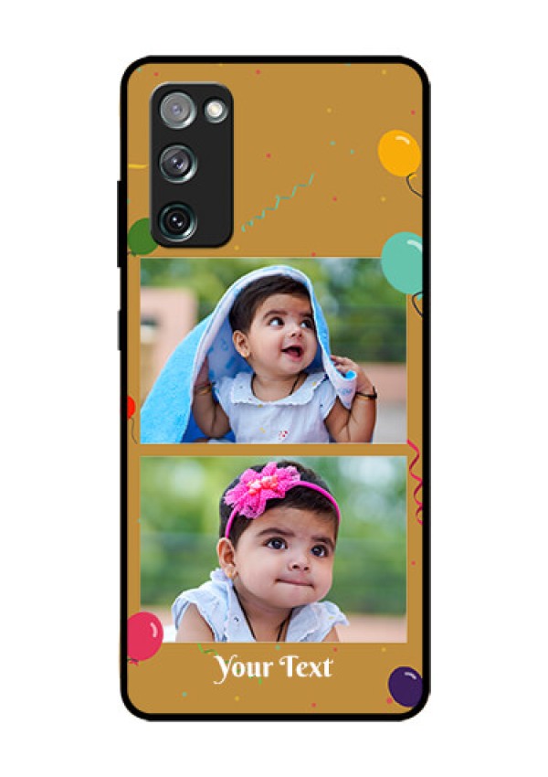 Galaxy S20 FE 5G Personalized Glass Phone Case  - Image Holder with Birthday Celebrations Design