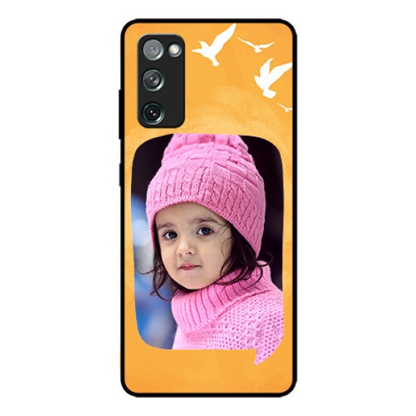 Galaxy S20 FE 5G Personalized Glass Phone Case  - Water Color Design with Bird Icons