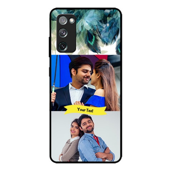 Galaxy S20 FE 5G Personalized Glass Phone Case - Image with Boho Peacock Feather Design Galaxy S20 FE 5G Personalized Glass Phone Case - Image with Boho Peacock Feather Design