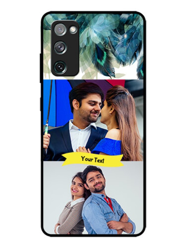 Custom Galaxy S20 FE 5G Personalized Glass Phone Case  - Image with Boho Peacock Feather Design