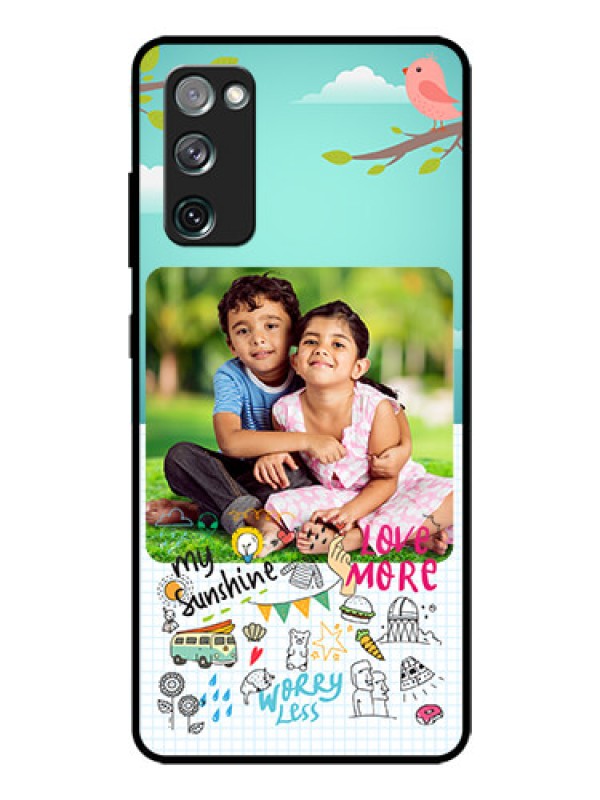 Custom Galaxy S20 FE 5G Photo Printing on Glass Case  - Doodle love Design