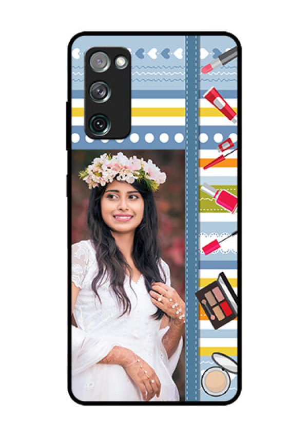 Galaxy S20 FE 5G Personalized Glass Phone Case  - Makeup Icons Design