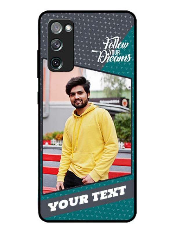 Custom Galaxy S20 FE 5G Personalized Glass Phone Case  - Background Pattern Design with Quote