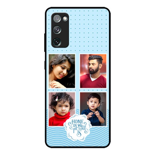 Galaxy S20 Fe 5G Custom Glass Phone Case - Cute love quote with 4 pic upload Design Galaxy S20 Fe 5G Custom Glass Phone Case - Cute love quote with 4 pic upload Design