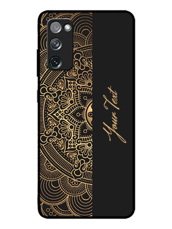 Custom Galaxy S20 Fe 5G Photo Printing on Glass Case - Mandala art with custom text Design