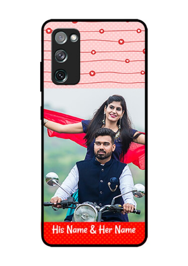 Galaxy S20 Fe Personalized Glass Phone Case  - Red Pattern Case Design