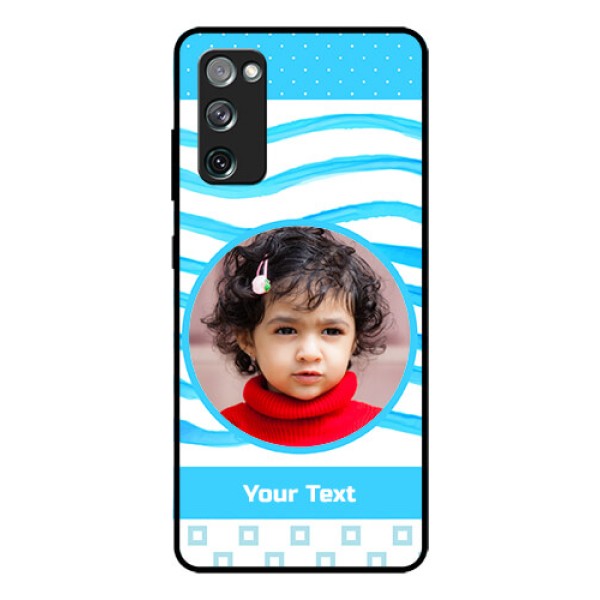Galaxy S20 Fe Custom Glass Phone Case  - Simple Blue Case Design