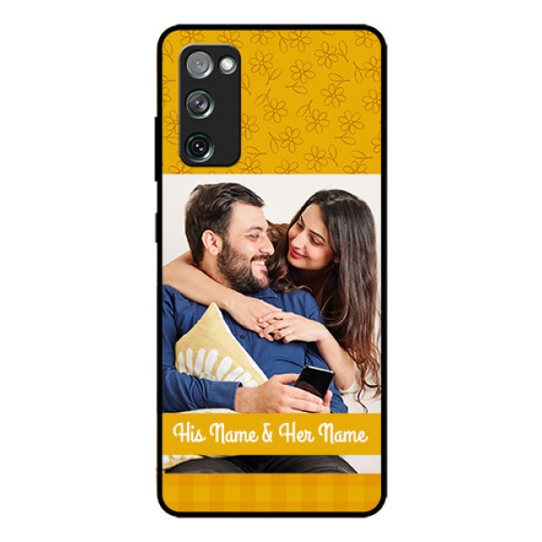Galaxy S20 Fe Custom Glass Mobile Case - Yellow Floral Design Galaxy S20 Fe Custom Glass Mobile Case - Yellow Floral Design