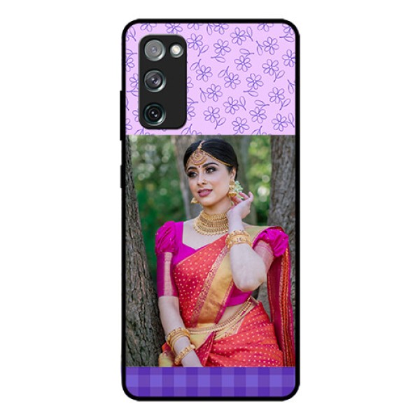 Galaxy S20 Fe Custom Glass Phone Case - Purple Floral Design Galaxy S20 Fe Custom Glass Phone Case - Purple Floral Design
