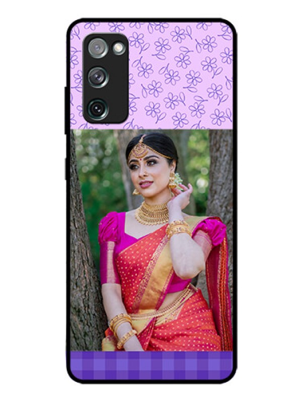 Custom Galaxy S20 Fe Custom Glass Phone Case  - Purple Floral Design
