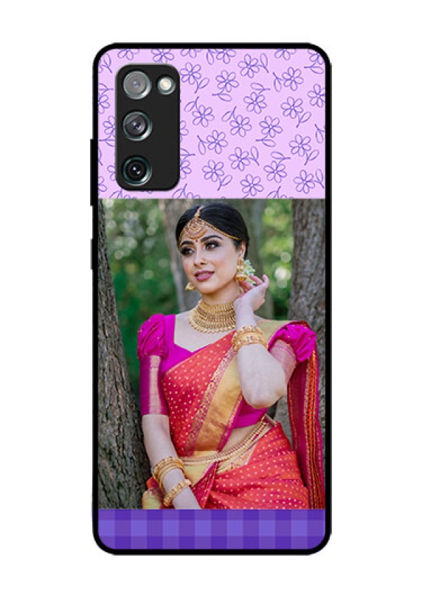 Galaxy S20 Fe Custom Glass Phone Case  - Purple Floral Design