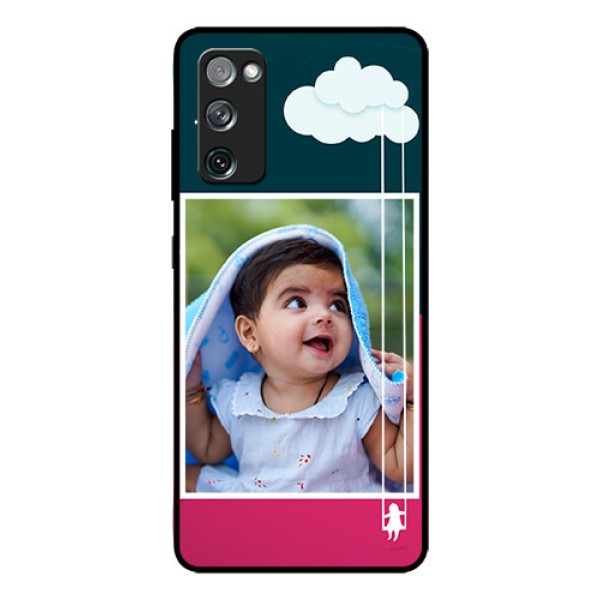 Galaxy S20 Fe Custom Glass Phone Case  - Cute Girl with Cloud Design