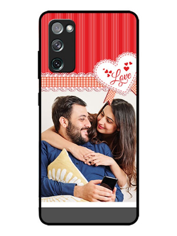 Custom Galaxy S20 Fe Custom Glass Mobile Case  - Red Love Pattern Design