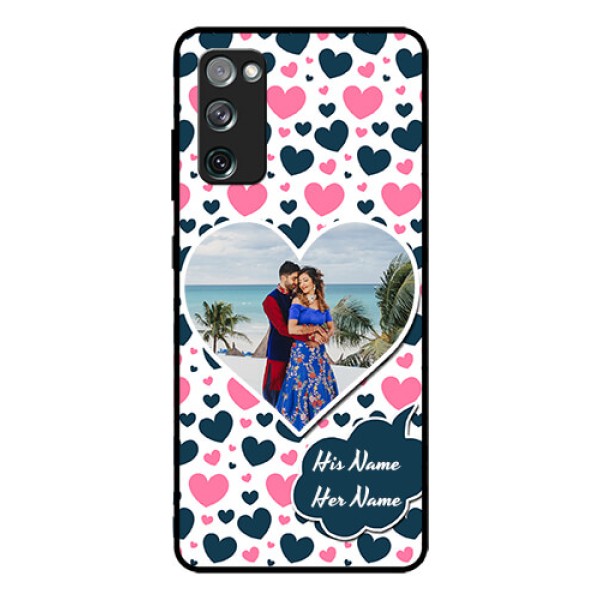 Galaxy S20 Fe Custom Glass Phone Case - Pink & Blue Heart Design Galaxy S20 Fe Custom Glass Phone Case - Pink & Blue Heart Design