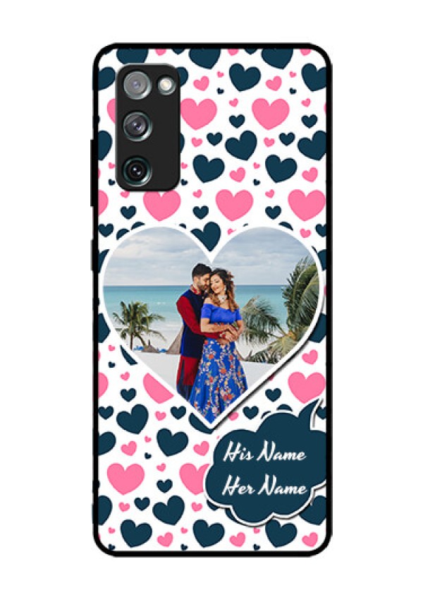 Galaxy S20 Fe Custom Glass Phone Case  - Pink & Blue Heart Design