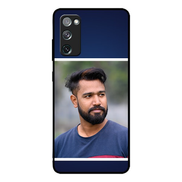 Galaxy S20 Fe Personalized Glass Phone Case - Simple Royal Blue Design Galaxy S20 Fe Personalized Glass Phone Case - Simple Royal Blue Design