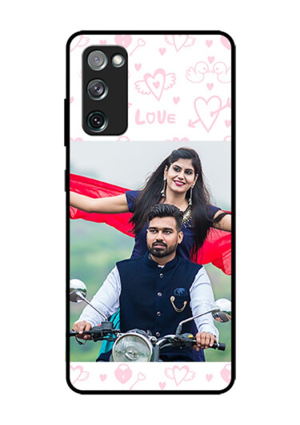Galaxy S20 Fe Custom Glass Mobile Case  - Pink Flying Heart Design