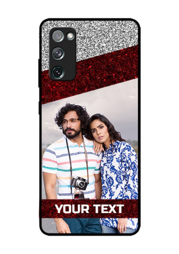 Galaxy S20 Fe Personalized Glass Phone Case  - Image Holder with Glitter Strip Design