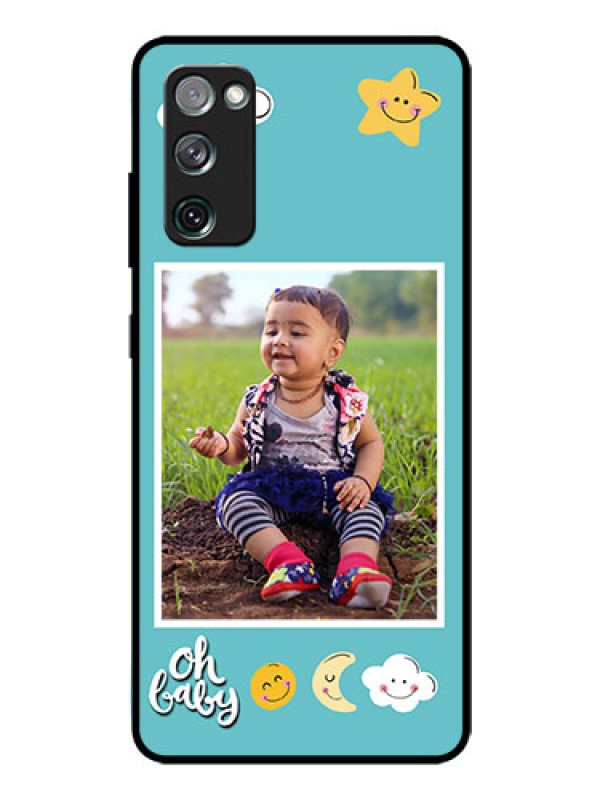 Custom Galaxy S20 Fe Personalized Glass Phone Case  - Smiley Kids Stars Design