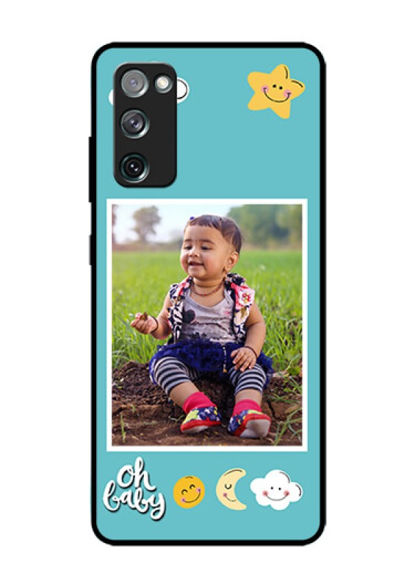 Galaxy S20 Fe Personalized Glass Phone Case  - Smiley Kids Stars Design