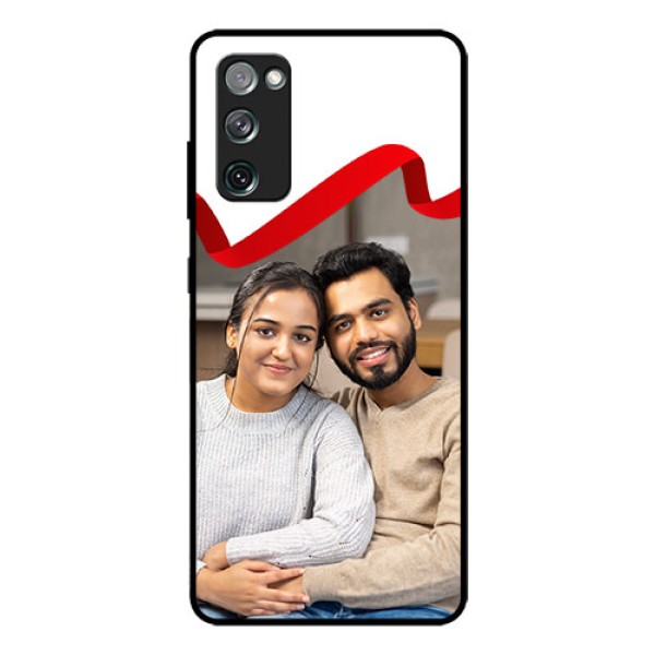 Galaxy S20 Fe Photo Printing on Glass Case  - Red Ribbon Frame Design