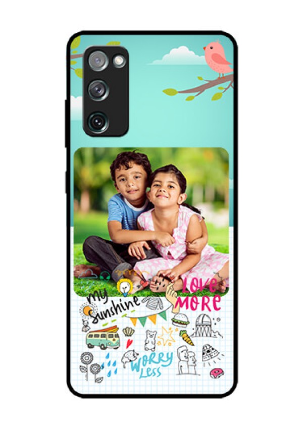 Galaxy S20 Fe Photo Printing on Glass Case  - Doodle love Design