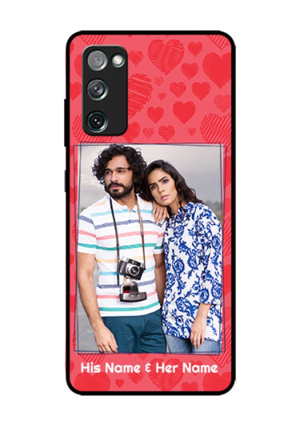Galaxy S20 Fe Photo Printing on Glass Case  - with Red Heart Symbols Design