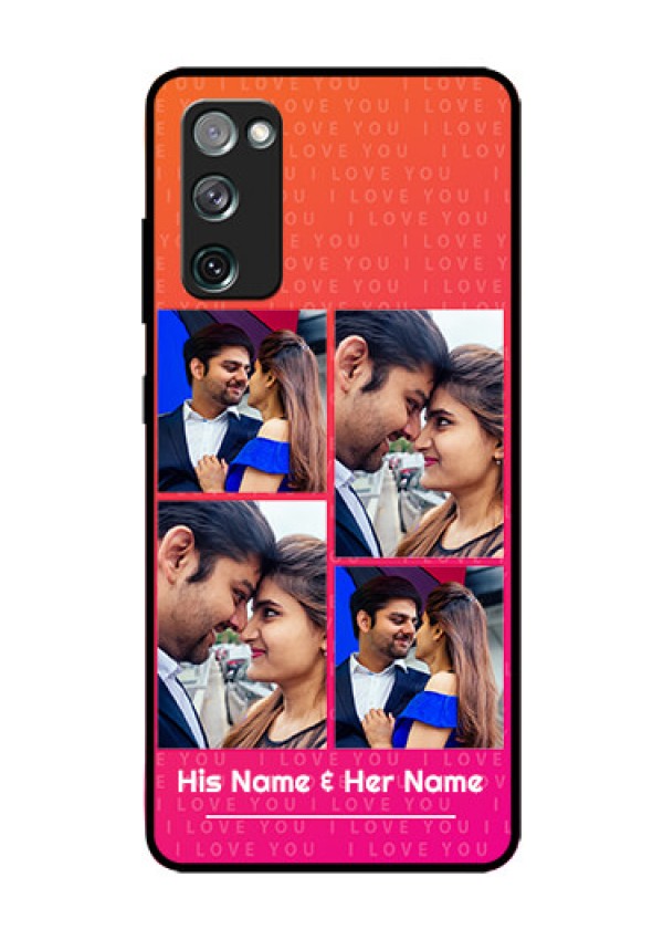 Galaxy S20 Fe Custom Glass Phone Case  - I Love You Pink Design